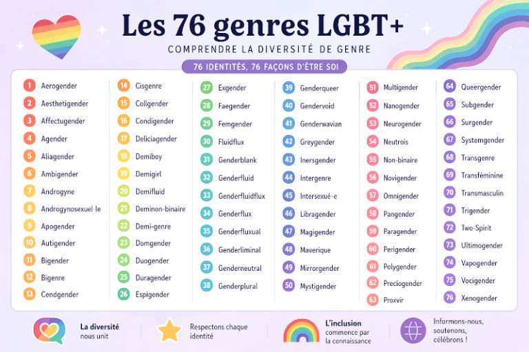 Liste des 76 genres LGBT : lexique + définitions
